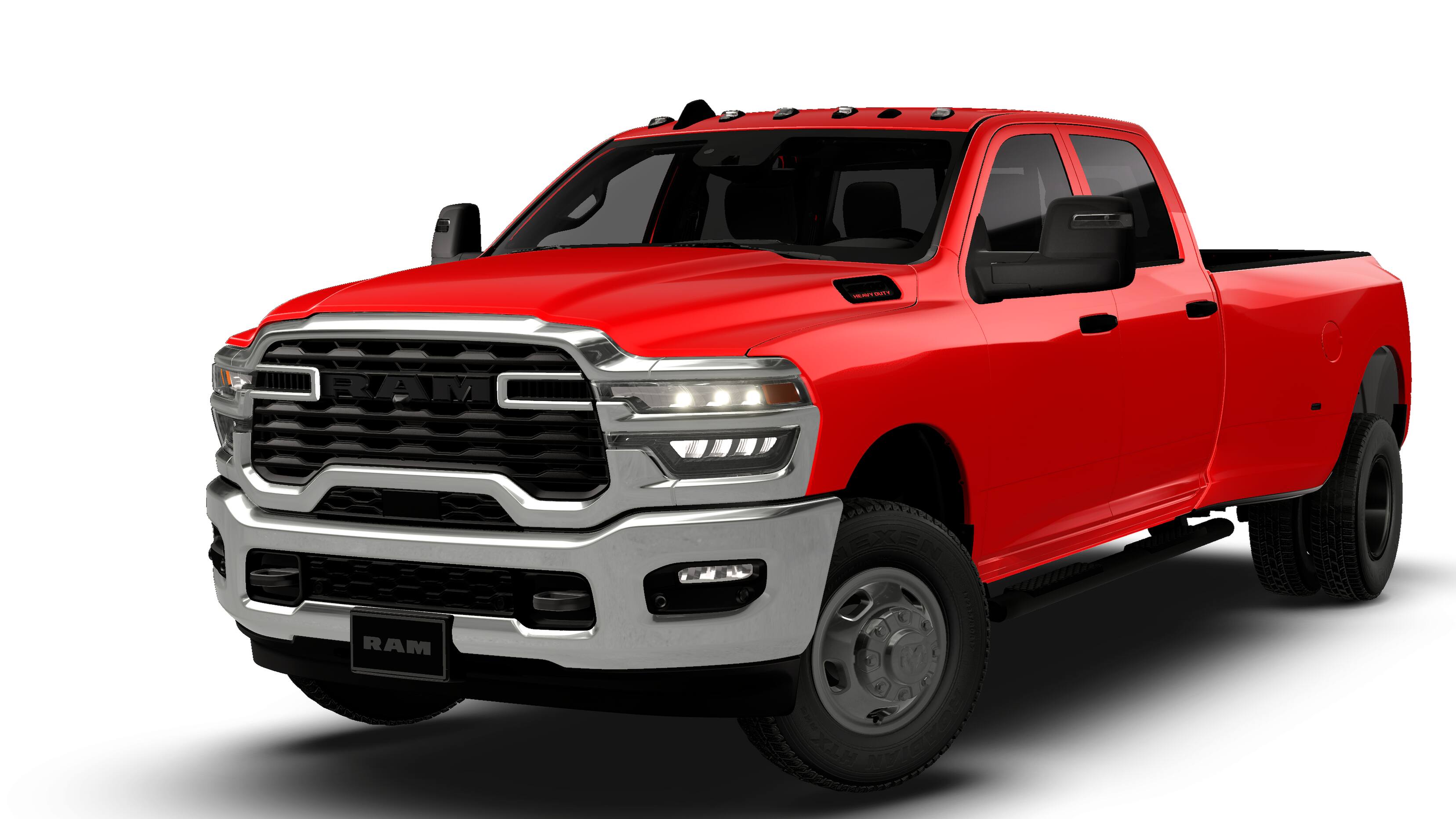 2026 RAM Ram 3500 RAM 3500 TRADESMAN CREW CAB 4X4 8' BOX in Flame Red Clear-Coat Exterior Paint — front three-quarter view