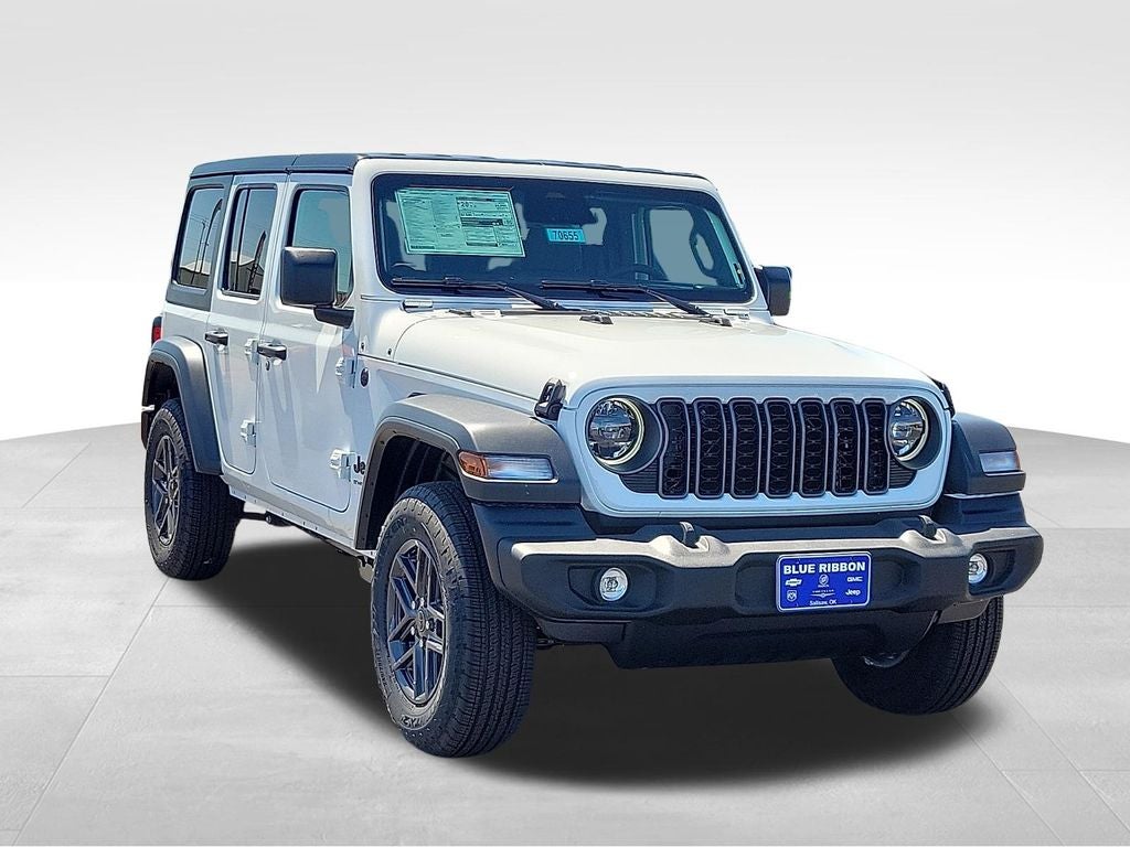 2026 Jeep Wrangler Sport S in Bright White Clearcoat — front three-quarter view