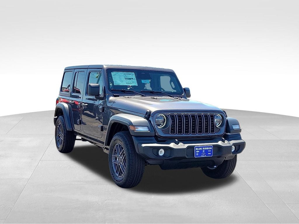 2026 Jeep Wrangler Sport S in Black Clearcoat — front three-quarter view