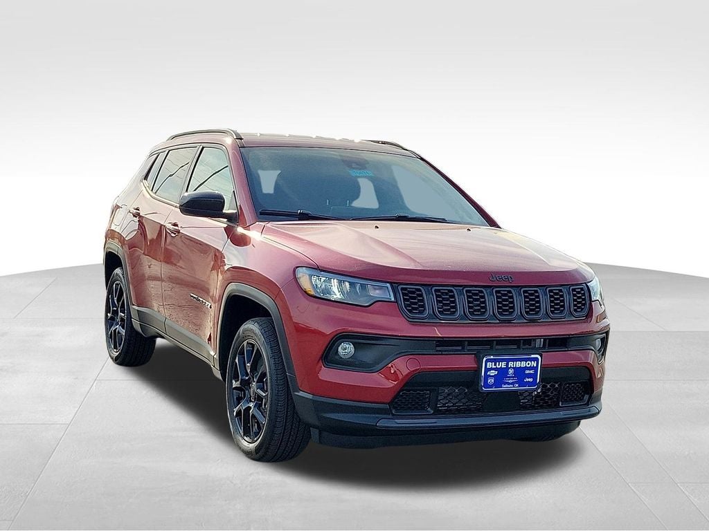 2026 Jeep Compass Latitude in Red Hot Pearlcoat — front three-quarter view